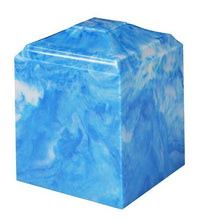 Load image into Gallery viewer, Small/Keepsake 45 Cubic Inch Sky Blue Cultured Marble Cremation Urn for Ashes