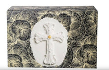 Load image into Gallery viewer, XLarge 300 Cubic Inch Biodegradable Box Funeral Cremation Urn w/Cotton Cross