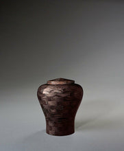 Load image into Gallery viewer, Lily Black Oak Wood Keepsake Funeral Cremation Urn, 14 Cubic Inches