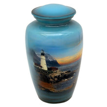 Load image into Gallery viewer, Large/Adult 210 Cubic Inch Metal Lighthouse Funeral Cremation Urn for Ashes