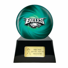 Load image into Gallery viewer, Large/Adult 200 Cubic Inch Philadelphia Eagles Metal Ball on Cremation Urn Base