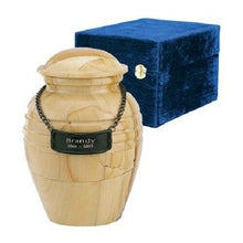 Load image into Gallery viewer, Set of Medium (44 cubic inch) & Keepsake(3 in) Marble Cremation Urns w/nameplate