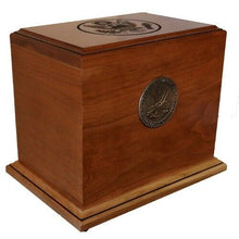Load image into Gallery viewer, Large/Adult 225 Cubic Inch Wood Cherry Patriot Military Funeral Cremation Urn