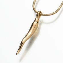 Load image into Gallery viewer, Gold Vermeil Italian Horn Memorial Jewelry Pendant Funeral Cremation Urn