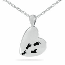 Load image into Gallery viewer, Heart with Footprints Stainless Steel Pendant/Necklace Cremation Urn for Ashes