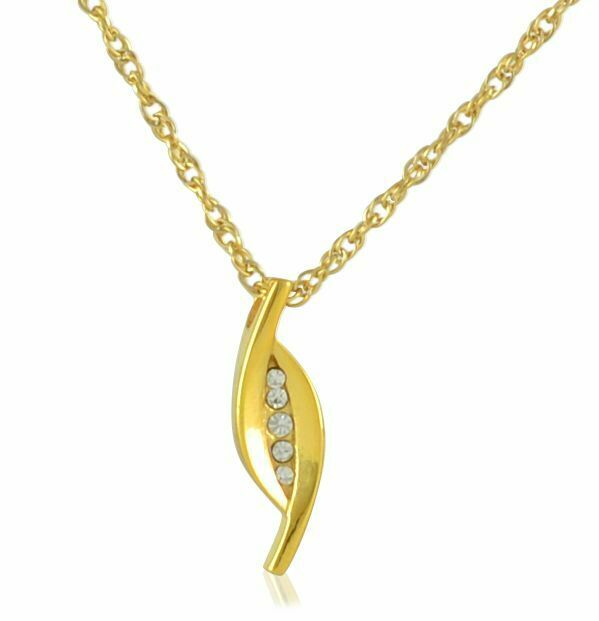 18K Solid Gold and Crystal Pendant/Necklace Funeral Cremation Urn for Ashes
