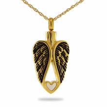 Load image into Gallery viewer, Stainless Steel/Gold Plated Heart of an Angel Pendant/Necklace Cremation Urn