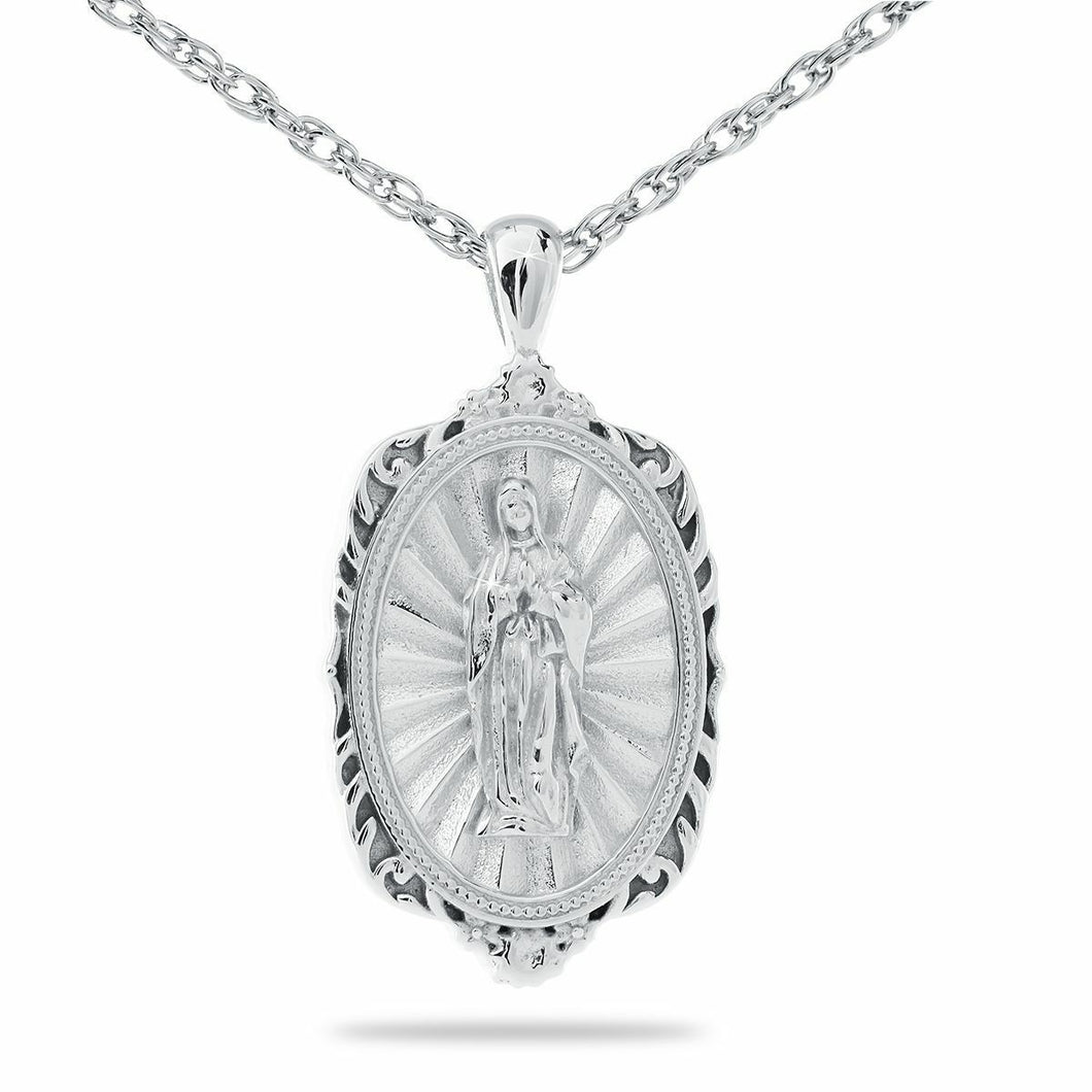 Our Lady of Quadalupe Stainless Steel Pendant/Necklace Funeral Cremation Urn for Ashes