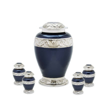 Load image into Gallery viewer, Black Brass Set of Funeral Cremation Urns for Ashes - Large and 4 Keepsakes