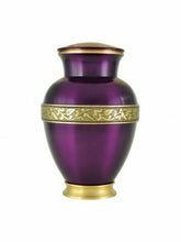 Load image into Gallery viewer, Large/Adult 220 Cubic Inches Brass Royal Purple Funeral Cremation Urn for Ashes