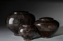 Load image into Gallery viewer, Peony Black Oak Wood Infant/Child/Pet Funeral Cremation Urn, 90 Cubic Inches