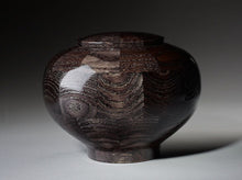 Load image into Gallery viewer, Peony Black Oak Wood Adult Funeral Cremation Urn, 220 Cubic Inches