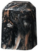 Load image into Gallery viewer, Small/Keepsake 36 Cubic Inch Mission Black Square Cultured Marble Cremation Urn