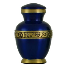 Load image into Gallery viewer, Small/Keepsake 4 Cubic Inches Blue Moon & Stars Brass Cremation Urn for Ashes