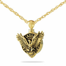Load image into Gallery viewer, American Bald Eagle Gold/Stainless Steel Funeral Cremation Pendant w/Necklace