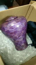 Load image into Gallery viewer, Lily Purple Oak Wood Adult Funeral Cremation Urn, 190 Cubic Inches