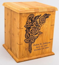 Load image into Gallery viewer, Large/Adult 230 Cubic Inches Vertical Natural Bamboo Urn for Cremation Ashes