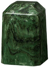 Load image into Gallery viewer, Small/Keepsake 36 Cubic Inch Green Square Cultured Marble Funeral Cremation Urn