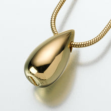 Load image into Gallery viewer, Gold Vermeil Slide Teardrop Pendant Funeral Cremation Jewelry Urn For Ashes