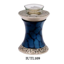 Load image into Gallery viewer, Small/Keepsake 20 Cubic Inch Brass Midnight Iris Tealight Cremation Urn