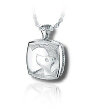Load image into Gallery viewer, Sterling Silver Cushion Puppy & Heart Cremation Urn Pendant for Ashes w/Chain