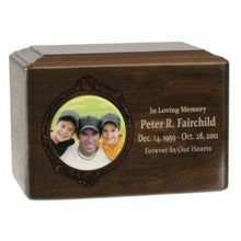 Load image into Gallery viewer, Large/Adult 240 Cubic Inches Alder Wood Cremation Urn for Ashes with Photo