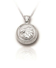 Load image into Gallery viewer, Sterling Silver Eagle with Feather Round Funeral Cremation Urn Pendant w/Chain