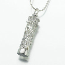 Load image into Gallery viewer, Chromate Sterling Silver Filigree Cylinder Jewelry Pendant Funeral Cremation Urn