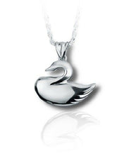Load image into Gallery viewer, Sterling Silver Swan Funeral Cremation Urn Pendant for Ashes w/Chain