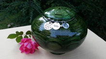 Load image into Gallery viewer, Peony Green Oak Wood Infant/Child/Pet Funeral Cremation Urn, 90 Cubic Inches