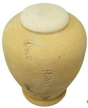 Load image into Gallery viewer, Large/Adult 220 Cubic Inch Biodegradable Beige Footprint Funeral Cremation Urn