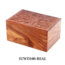 Load image into Gallery viewer, Large/Adult 200 Cubic Inch Rosewood Real Tree Funeral Cremation Urn for Ashes
