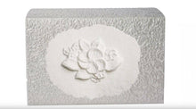 Load image into Gallery viewer, XLarge 300 Cubic Inch Biodegradable Box Cremation Urn w/Cotton Flowers at Peace