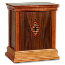 Load image into Gallery viewer, Large/Adult 225 Cubic Inch Walnut Diamond Handcrafted Wood Funeral Cremation Urn