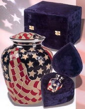 Load image into Gallery viewer, Set of Adult (202 cubic inch) & Keepsake (3 inch) Brass Funeral Cremation Urns