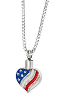 Load image into Gallery viewer, American Flag Heart Pendant/Necklace Funeral Cremation Urn for Ashes