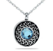 Load image into Gallery viewer, Celestial Blue Crystal Stainless Steel Pendant/Necklace Cremation Urn for Ashes
