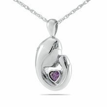 Load image into Gallery viewer, Mother's Love Purple Stone Steel Pendant/Necklace Cremation Urn for Ashes
