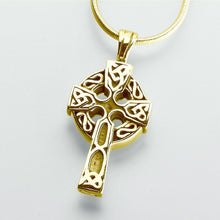 Load image into Gallery viewer, Gold Vermeil Celtic Cross Memorial Jewelry Pendant Funeral Cremation Urn