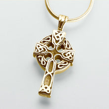 Load image into Gallery viewer, Gold Vermeil Celtic Cross Memorial Jewelry Pendant Funeral Cremation Urn
