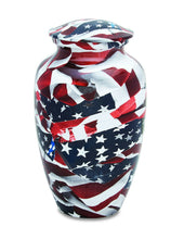 Load image into Gallery viewer, American Flag 210 Cubic Inches Large/Adult Funeral Cremation Urn for Ashes