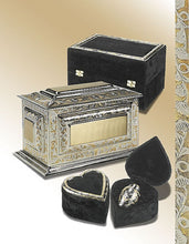 Load image into Gallery viewer, Keepsake 3 Cubic Ins Brass Funeral Cremation Urn for Ashes w/Velvet Heart Box