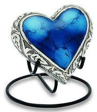 Load image into Gallery viewer, Grecian Blue 3 Cubic Inches Heart Keepsake Funeral Cremation Urn For Ashes