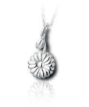 Load image into Gallery viewer, Sterling Silver Sunflower Horn Funeral Cremation Urn Pendant for Ashes w/Chain