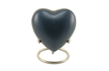 Load image into Gallery viewer, Small/Keepsake 3 Cubic Inch Blue Aluminum Grecian Heart Funeral Cremation Urn