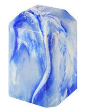 Load image into Gallery viewer, Small/Keepsake 36 Cubic Inch Blue Square Cultured Onyx Cremation Urn Ashes