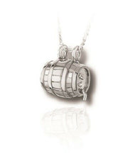 Load image into Gallery viewer, Sterling Silver Beer Barrel Funeral Cremation Urn Pendant for Ashes w/Chain