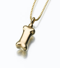 Load image into Gallery viewer, Gold Vermeil Dog Bone Memorial Jewelry Pendant Funeral Cremation Urn