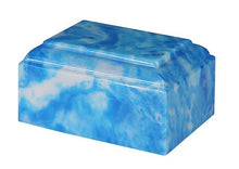 Load image into Gallery viewer, Small/Keepsake 22 Cubic Inch Sky Blue Tuscany Cultured Marble Cremation Urn