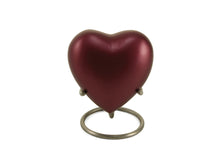 Load image into Gallery viewer, Small/Keepsake 3 Cubic In Magenta Aluminum Grecian Heart Funeral Cremation Urn